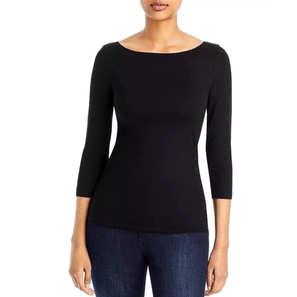 NEW- French Company Majestic Filatures Soft Touch 3/4-Sleeve Scoop Neck Shirt - Picture 6 of 11